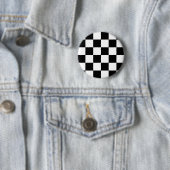 Badge Rond 5 Cm Drapeau Checkered noir et blanc d'emballage (En situation)