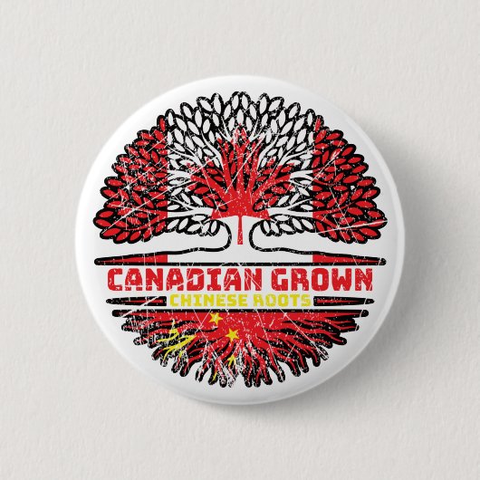 Badge Rond 5 Cm Drapeau chinois du Canada Tree Roots (Devant)