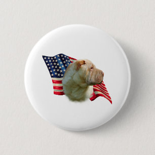 Badge Rond 5 Cm Drapeau chinois Shar-Pei