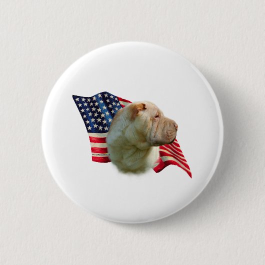 Badge Rond 5 Cm Drapeau chinois Shar-Pei (Devant)