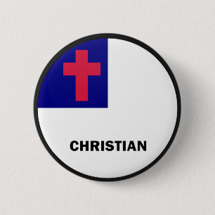 Badge Rond 5 Cm Drapeau chrétien de qualité de rondeau