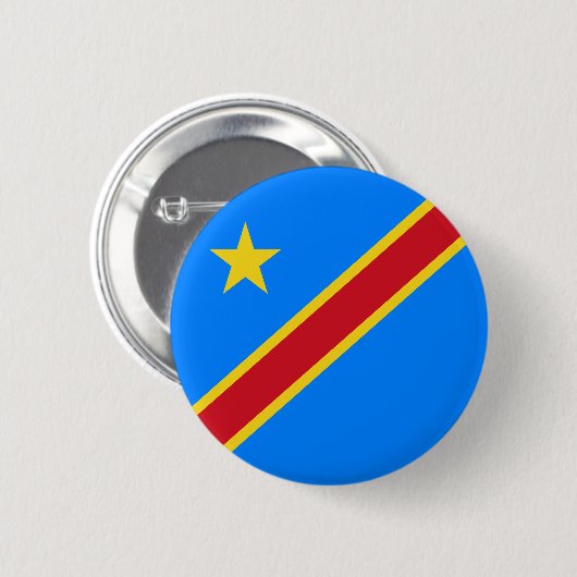 Badge Rond 5 Cm Drapeau Congo Kinshasa (Devant & derrière)