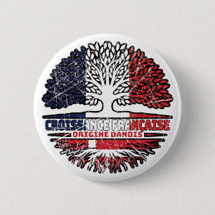 Badge Rond 5 Cm Drapeau danois France Arbre