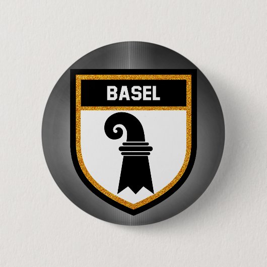Badge Rond 5 Cm Drapeau de Bâle (Devant)