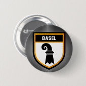 Badge Rond 5 Cm Drapeau de Bâle (Devant & derrière)