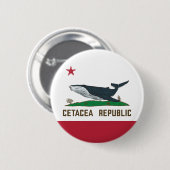 Badge Rond 5 Cm Drapeau de baleines de la République de Cétacée (Devant & derrière)