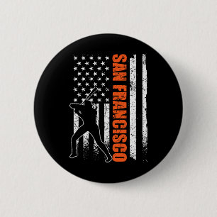 Badge Rond 5 Cm Drapeau de baseball de San Francisco Usa Vintage P