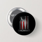 Badge Rond 5 Cm Drapeau De Baseball Retro De Cincinnati Atteint À (Devant & derrière)