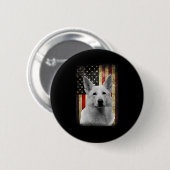Badge Rond 5 Cm Drapeau de Berger Allemand Blanc Patriotique Améri (Devant & derrière)