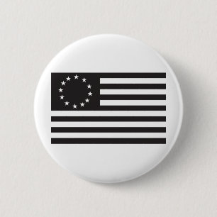 Badge Rond 5 Cm Drapeau de Betsy Ross - noir