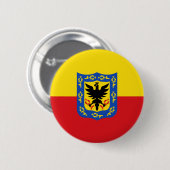 Badge Rond 5 Cm Drapeau de Bogota, Bouton Pinback Colombie (Devant & derrière)