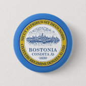 Badge Rond 5 Cm Drapeau de Boston, Massachusetts Pinback Button (Devant)