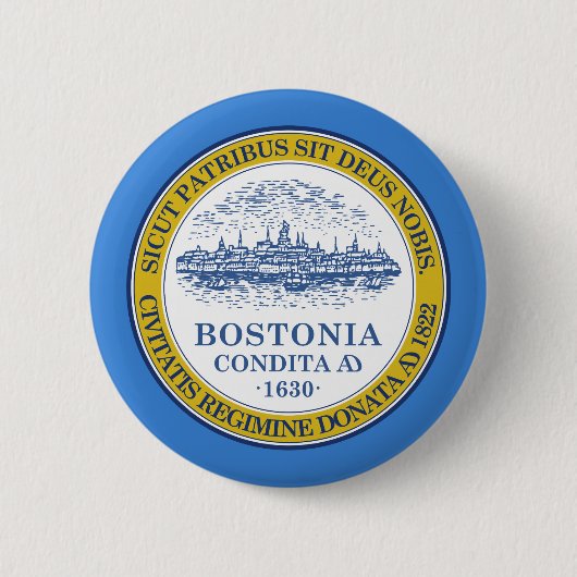 Badge Rond 5 Cm Drapeau de Boston, Massachusetts Pinback Button (Devant)