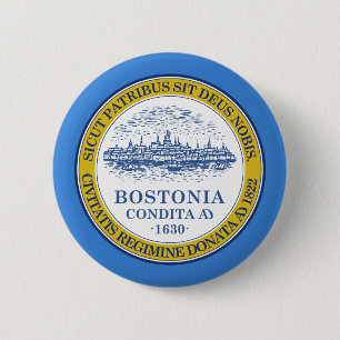 Badge Rond 5 Cm Drapeau de Boston, Massachusetts Pinback Button