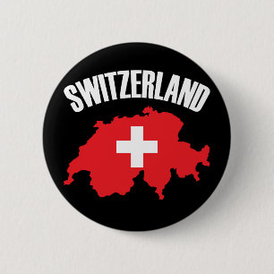 Badge Rond 5 Cm Drapeau de carte Suisse