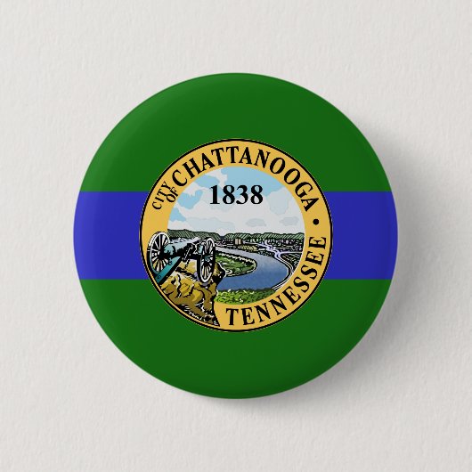 Badge Rond 5 Cm Drapeau de Chattanooga, Bouton du Tennessee (Devant)