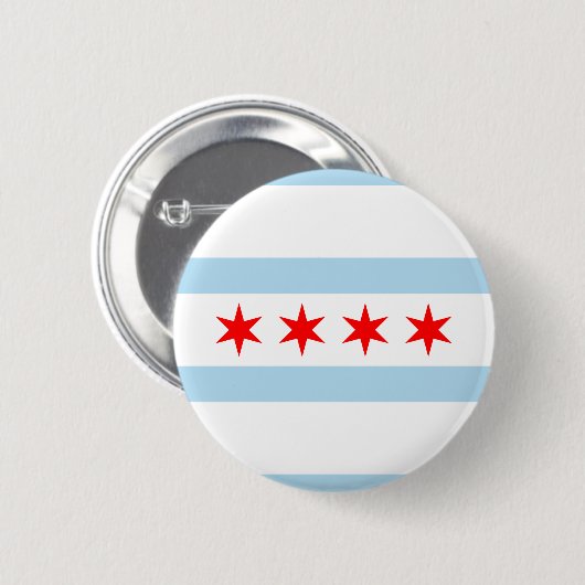Badge Rond 5 Cm Drapeau de Chicago, Illinois Button (Devant & derrière)