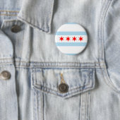 Badge Rond 5 Cm Drapeau de Chicago, Illinois Button (En situation)