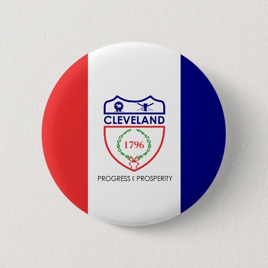 Badge Rond 5 Cm Drapeau de Cleveland, Ohio Pinback Button (Devant)