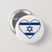 Badge Rond 5 Cm drapeau de coeur de l'Israël (Devant & derrière)