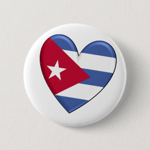 Badge Rond 5 Cm Drapeau de coeur du Cuba