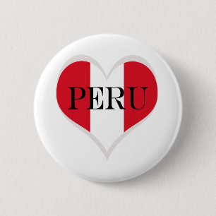 Badge Rond 5 Cm Drapeau de coeur du Pérou Pabellón Nacional