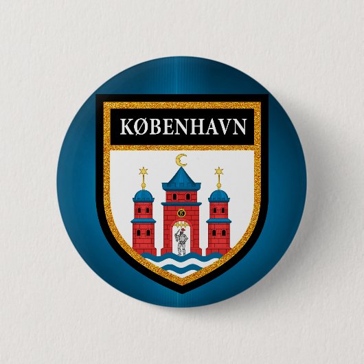 Badge Rond 5 Cm Drapeau de Copenhague (Devant)