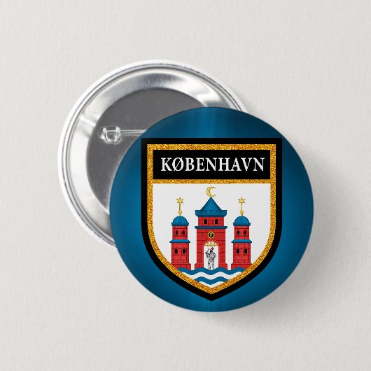 Badge Rond 5 Cm Drapeau de Copenhague (Devant & derrière)