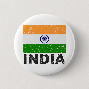 Badge Rond 5 Cm Drapeau de cru de l'Inde