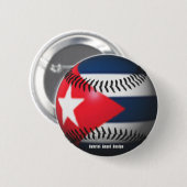 Badge Rond 5 Cm Drapeau de Cuba sur un baseball (Devant & derrière)