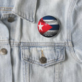 Badge Rond 5 Cm Drapeau de Cuba sur un baseball (En situation)