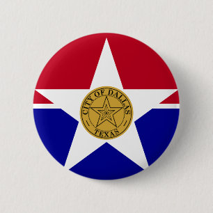 Badge Rond 5 Cm Drapeau de Dallas, Texas Pinback Button