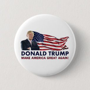 Badge Rond 5 Cm Drapeau de Donald Trump USA