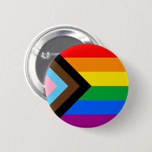 Badge Rond 5 Cm Drapeau de fierté de progrès LGBTQ+