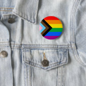 Badge Rond 5 Cm Drapeau de fierté de progrès LGBTQ+ (En situation)