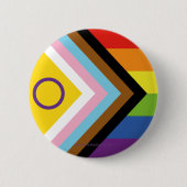 Badge Rond 5 Cm Drapeau de fierté intersexe de SlipperyJoe's fond (Devant)