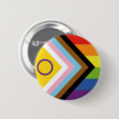 Badge Rond 5 Cm Drapeau de fierté intersexe de SlipperyJoe's fond (Devant & derrière)