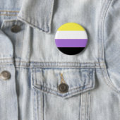 Badge Rond 5 Cm Drapeau de fierté non binaire (En situation)