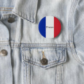 Badge Rond 5 Cm Drapeau de France, étiqueté, (En situation)