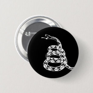 Badge Rond 5 Cm Drapeau de Gadsden Ne Marchez pas sur Moi Noir et 