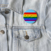 Badge Rond 5 Cm Drapeau de gay pride de SOTCHI (En situation)