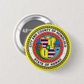 Badge Rond 5 Cm Drapeau de Honolulu, Hawai’i (Devant & derrière)
