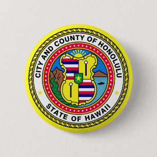 Badge Rond 5 Cm Drapeau de Honolulu, Hawai’i