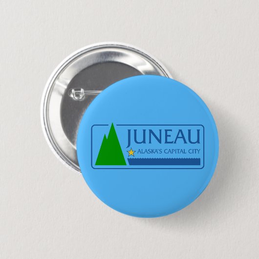 Badge Rond 5 Cm Drapeau de Juneau, Bouton Pinback de l'Alaska (Devant & derrière)