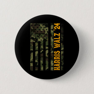 Badge Rond 5 Cm Drapeau de Kamala Camo pour l'élection présidentie