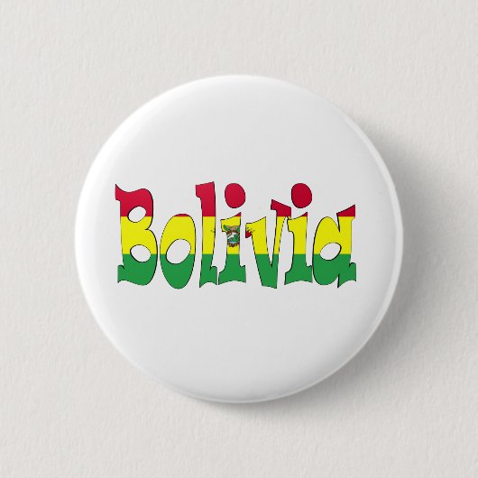 Badge Rond 5 Cm Drapeau de la Bolivie (Devant)