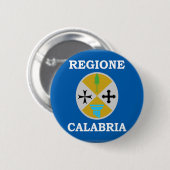 Badge Rond 5 Cm Drapeau de la Calabre (Italie) (Devant & derrière)