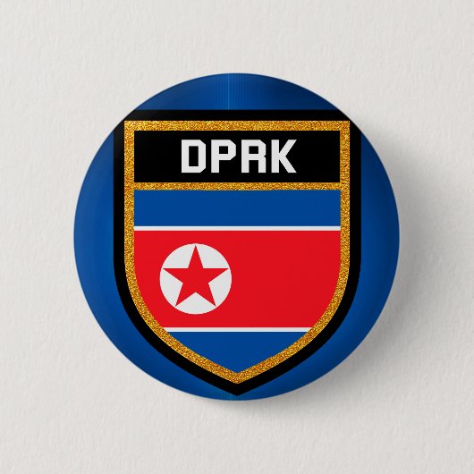 Badge Rond 5 Cm Drapeau de la Corée du Nord (Devant)