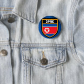Badge Rond 5 Cm Drapeau de la Corée du Nord (En situation)