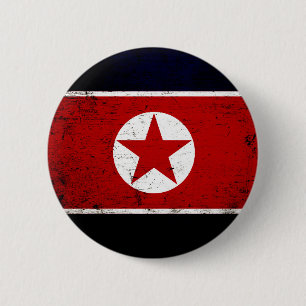 Badge Rond 5 Cm Drapeau de la Corée du Nord Black Grunge 2